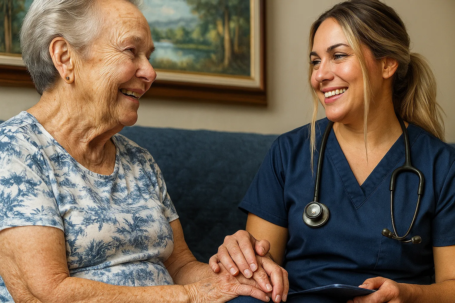 Compassionate hospice care visit showing warmth and dignity