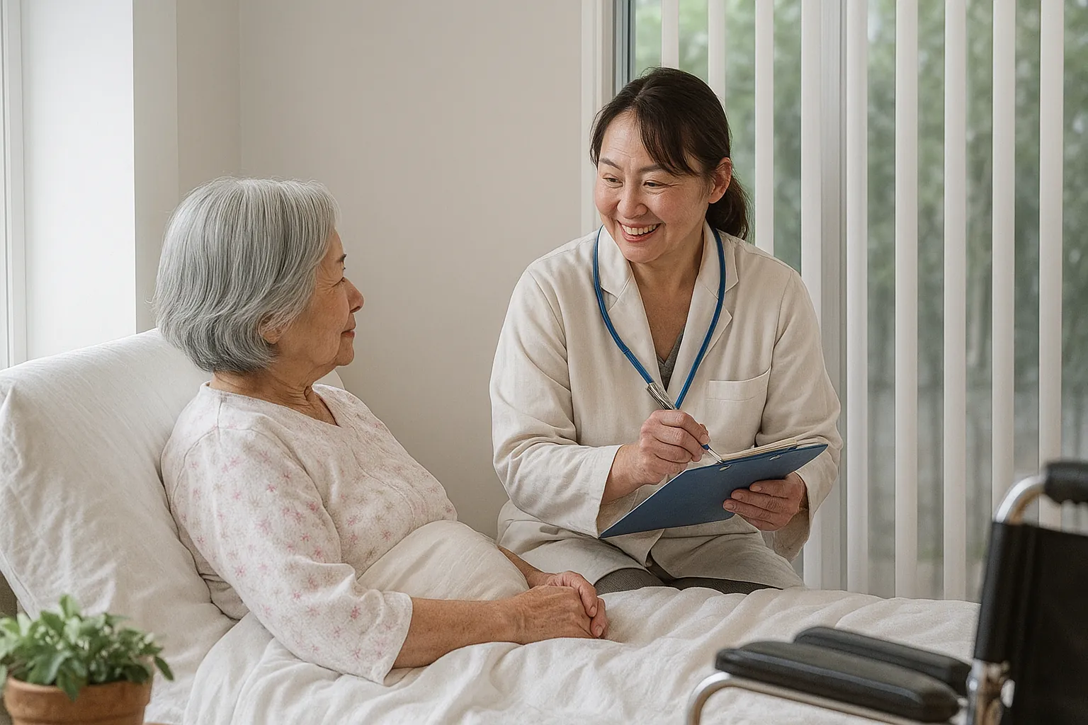 Compassionate hospice care visit showing warmth and dignity